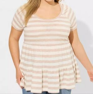Torrid Size 0 Slub Scoop Neck Tiered Babydoll Top